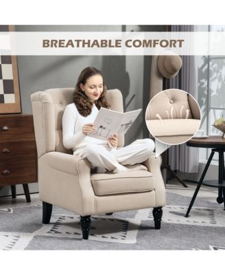 Standard Size  Fabric Upholstery Button-Tufted, Wingback, Round Arms  Accent Armchair