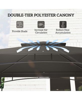 8' x 5' Grill Gazebo, 2-Tier Outdoor BBQ Gazebo, Dark