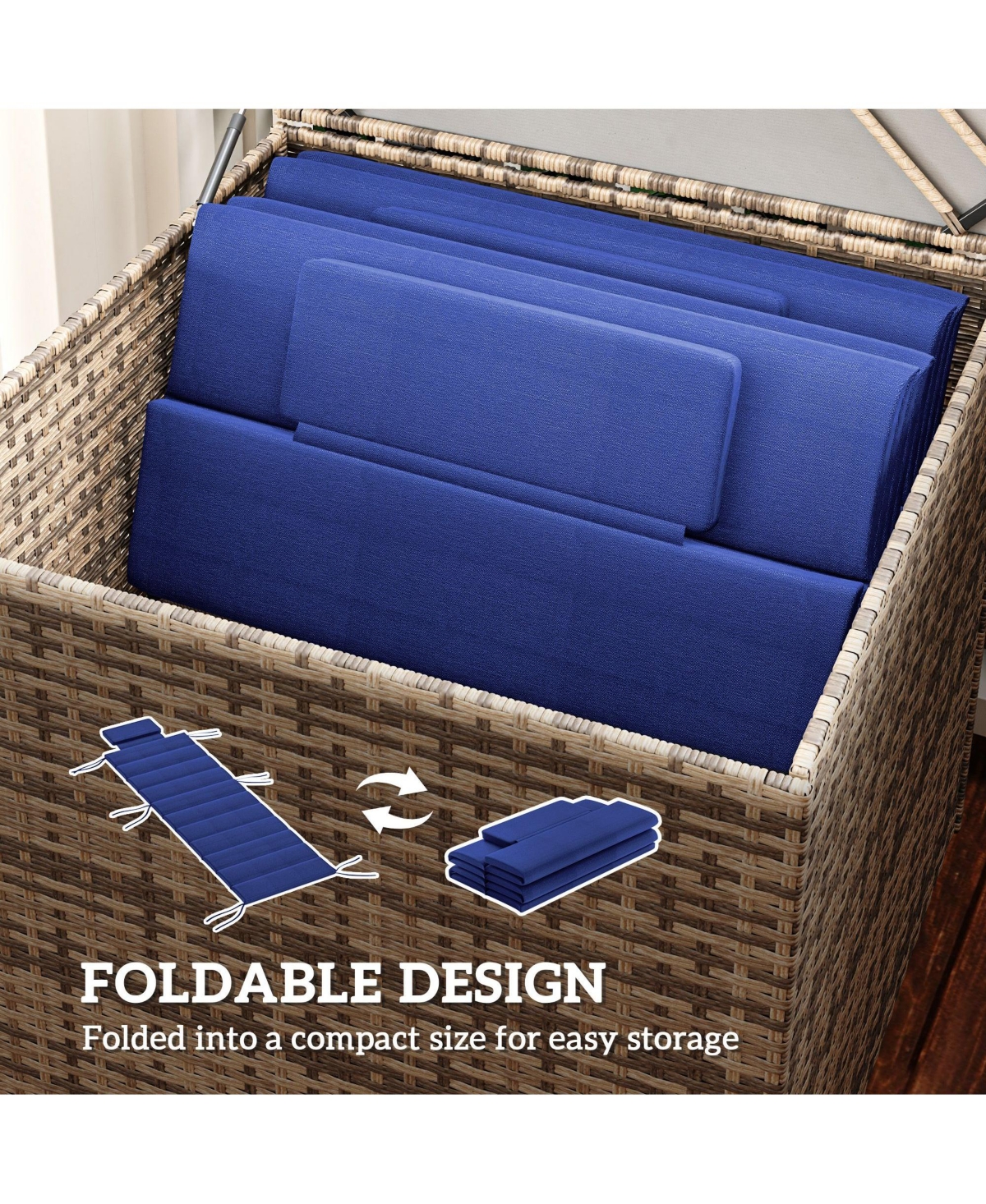 Outsunny 2pcs Olefin Chaise Lounge Chair Cushion, 80" x 26", Dark