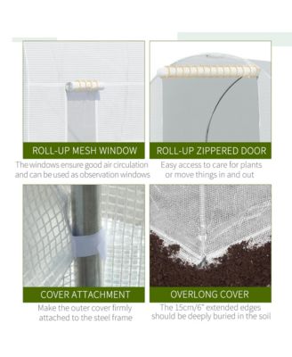 Walk-in Tunnel house, Roll Up Door, 15' x 7' x 7',