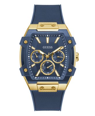 Men's Gold-Tone Indigo Silicone Multi-Function Watch, 44mm