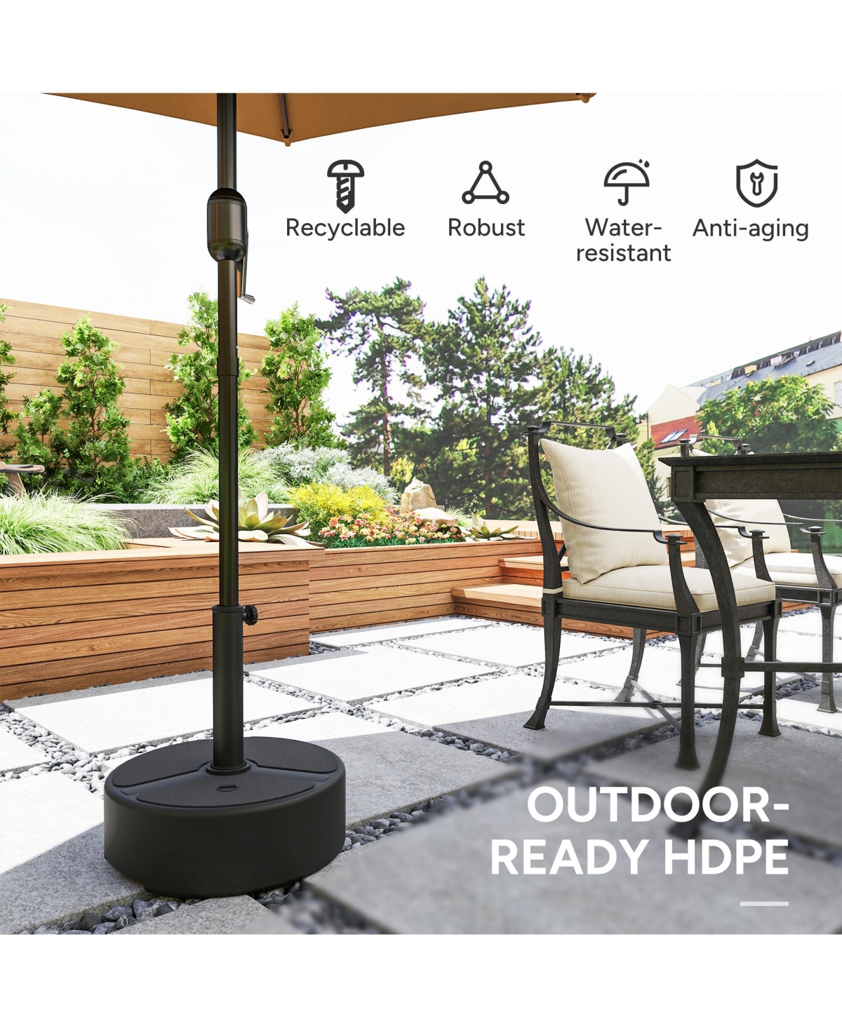 Outsunny Round Patio Umbrella Base Holder, Outdoor Umbrella Sd,