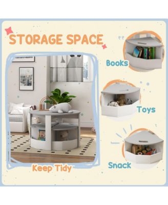 5 Piece Kids Table and Chairs Set with Storage for Activities, Gray