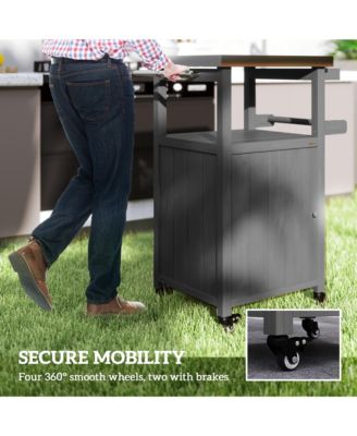 Grill Cart, Kitchen Island with Stainless Steel Top, Dark