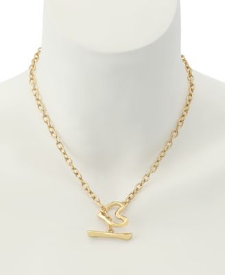 Gold Heart Pendant Toggle Necklace