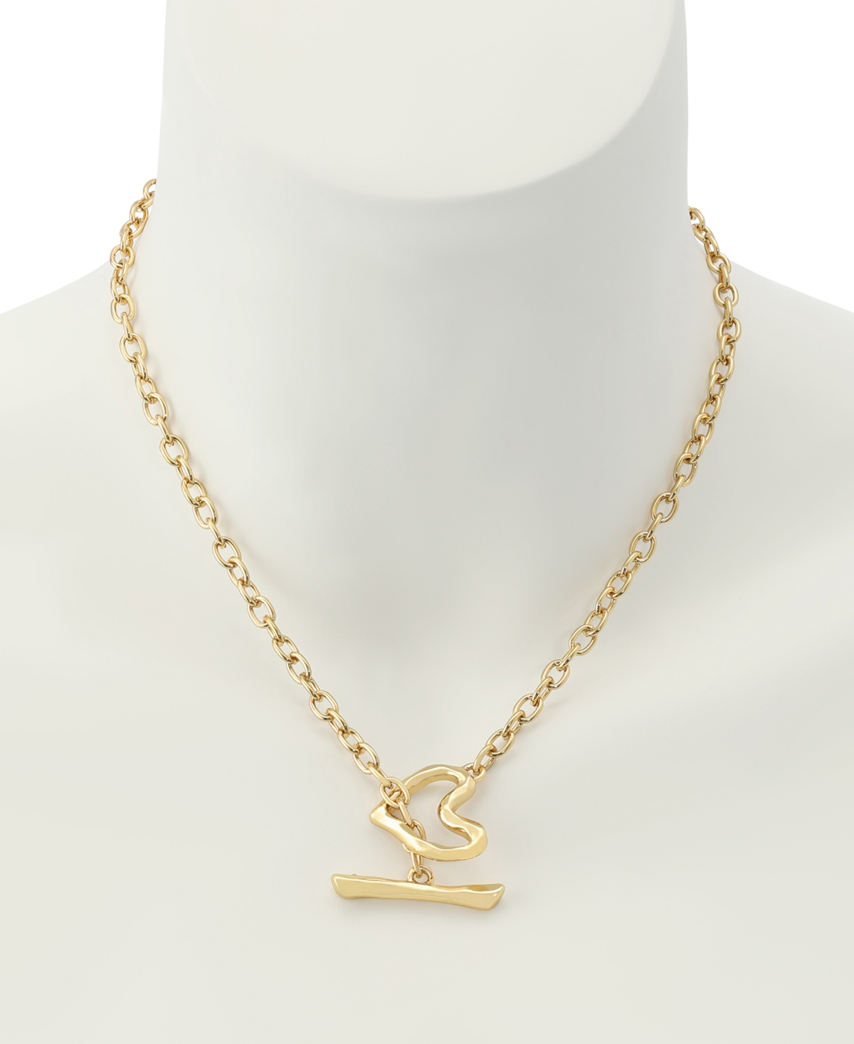 Robert Lee Morris Soho Gold Heart Pendant Toggle Necklace In Gold