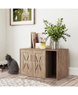 Cat Litter Box Enclosure with Scratching Board, 31.5" x 19" x 20"