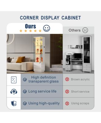 69" Corner Display Cabinet with Glass Doors & Motion LED