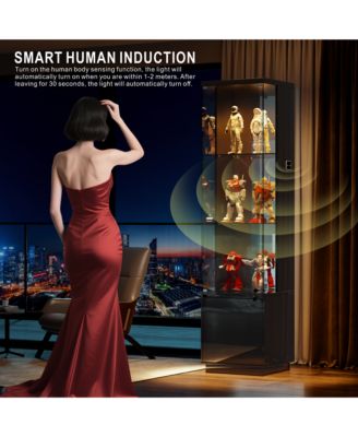 69" Corner Display Cabinet with Glass Doors & Motion LED