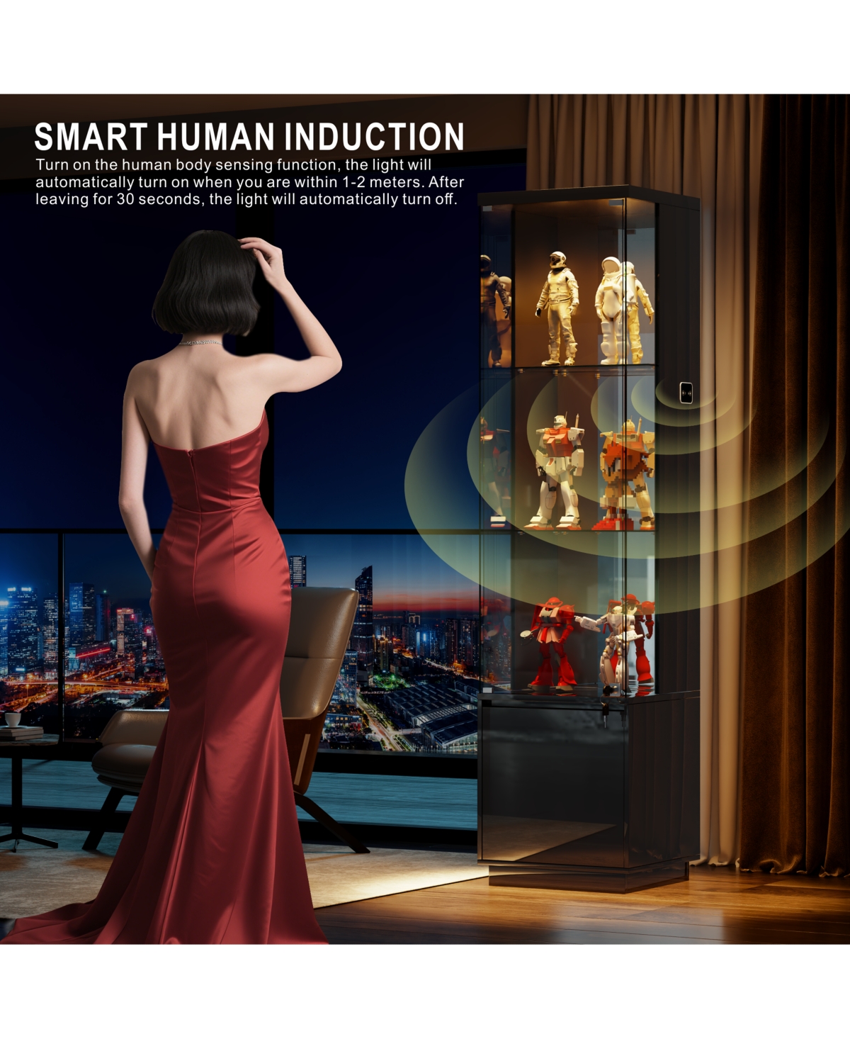 Vlsrka Wine Bar Storage Cabinet with Led Lights