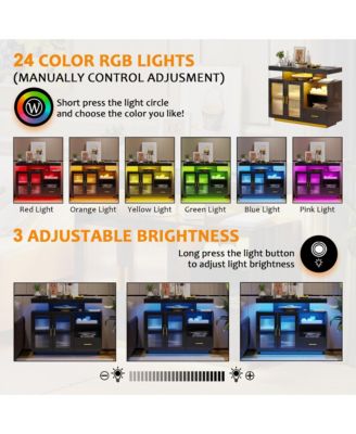 39.4" Modern Sideboard Buffet Cabinet with Charging Port