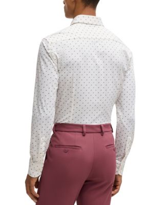 Men's Printed Performance-Stretch Slim-Fit Dress Shirt