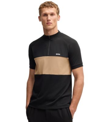 Men's Block Stripe Active Cotton-Blend Polo Shirt