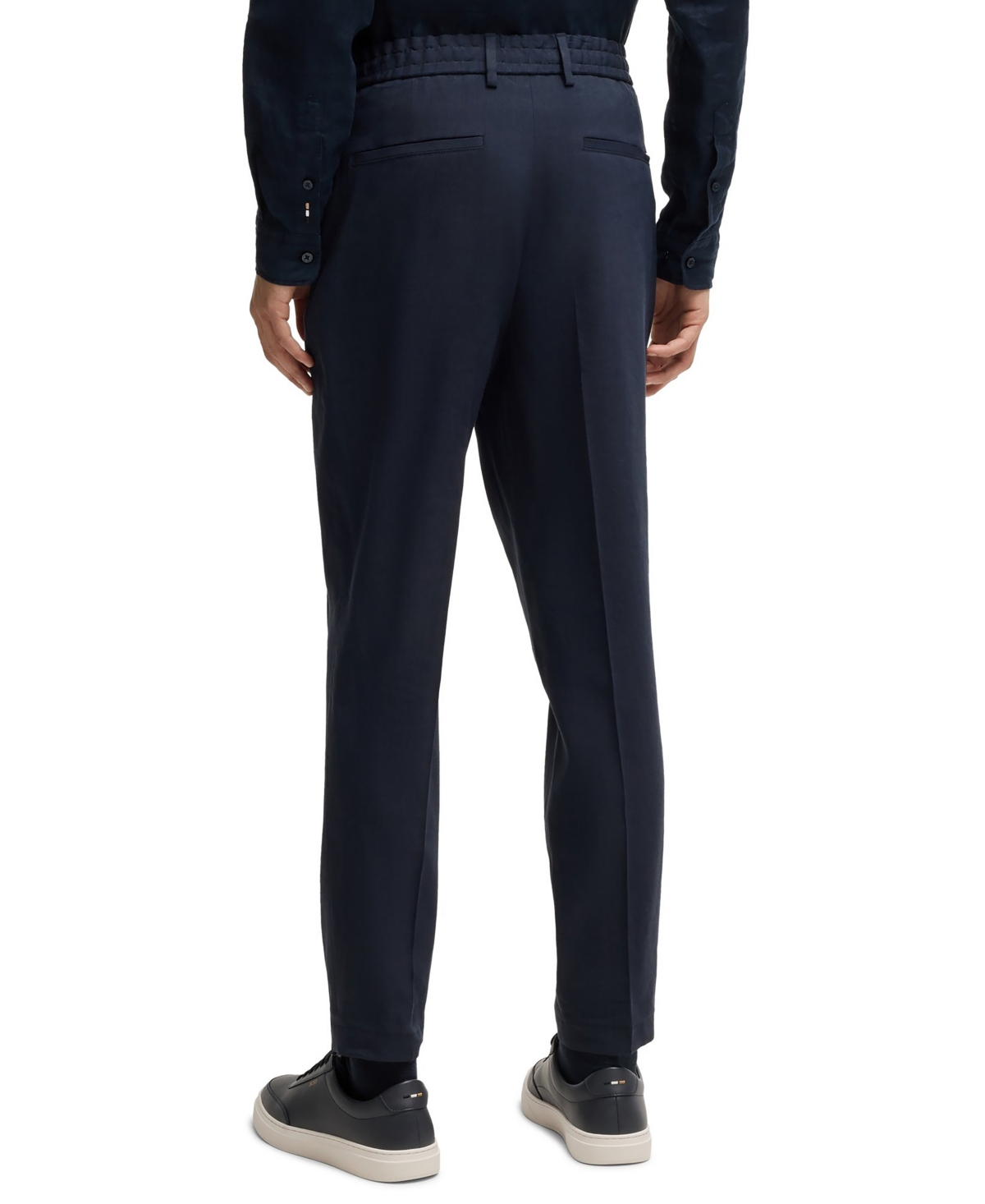 Boss by Hugo Men's Linen Blend Tapered-Fit Tailored Trousers