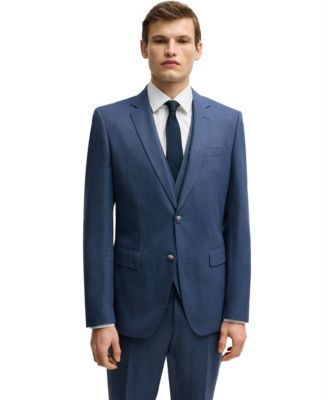 Men's Patterned Stretch Wool Slim-Fit Three-Piece Suit