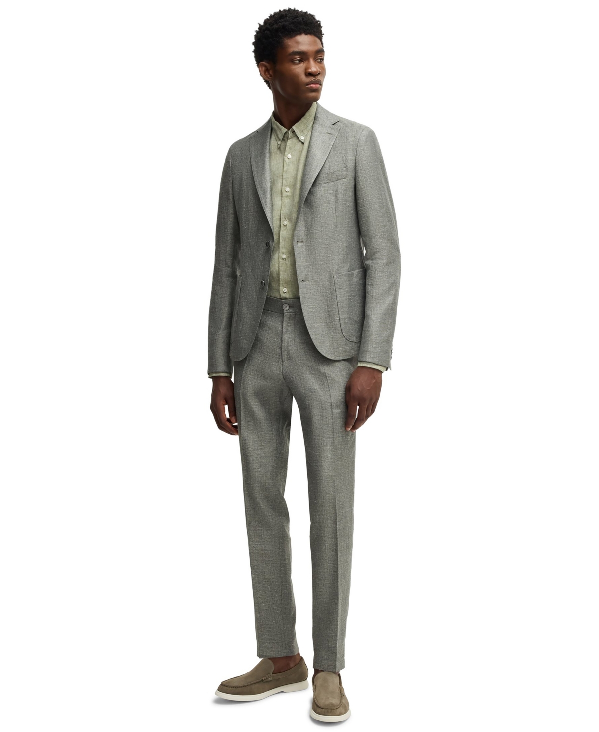 Boss by Hugo Men's Micro-Patterned Stretch Formal Trousers