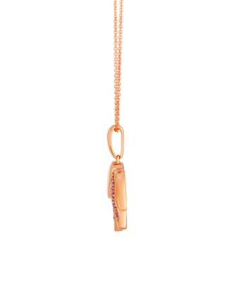 Sapphire (0.01 ct. t.w.) and Pink Sapphire (0.35 ct. t.w.) Pendant Necklace in 14k Strawberry Gold