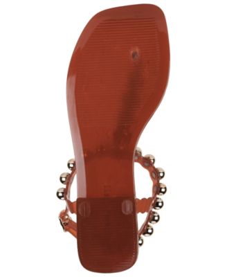 Women's Plated Studded T-Strap Jelly Sandals