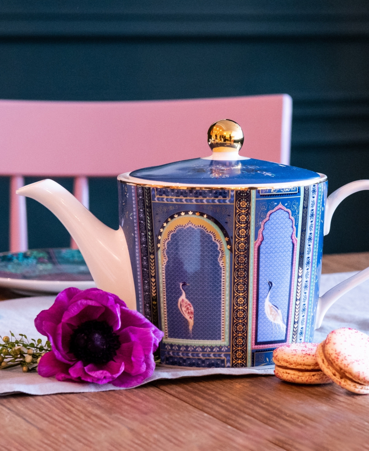 Portmeirion Sara Miller India Lattice Windows Teapot In Multi