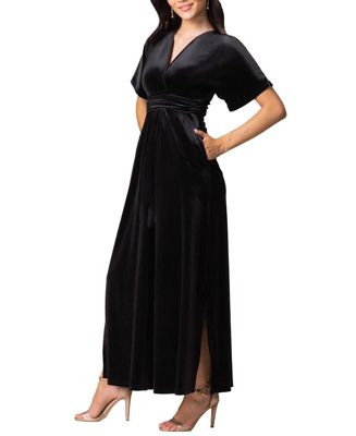 Women's Verona V-Neck Velvet Evening Gown With Pockets