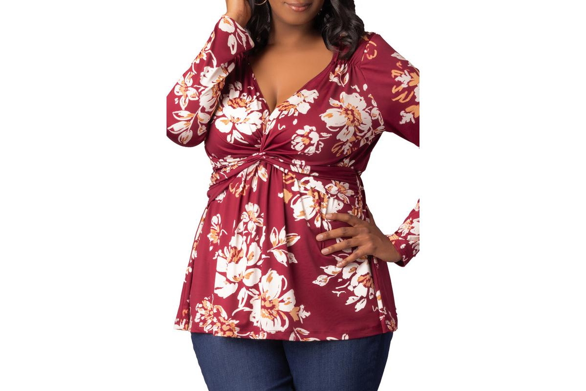 Kiyonna Women's Plus Abigail Long Sleeve Twist Top