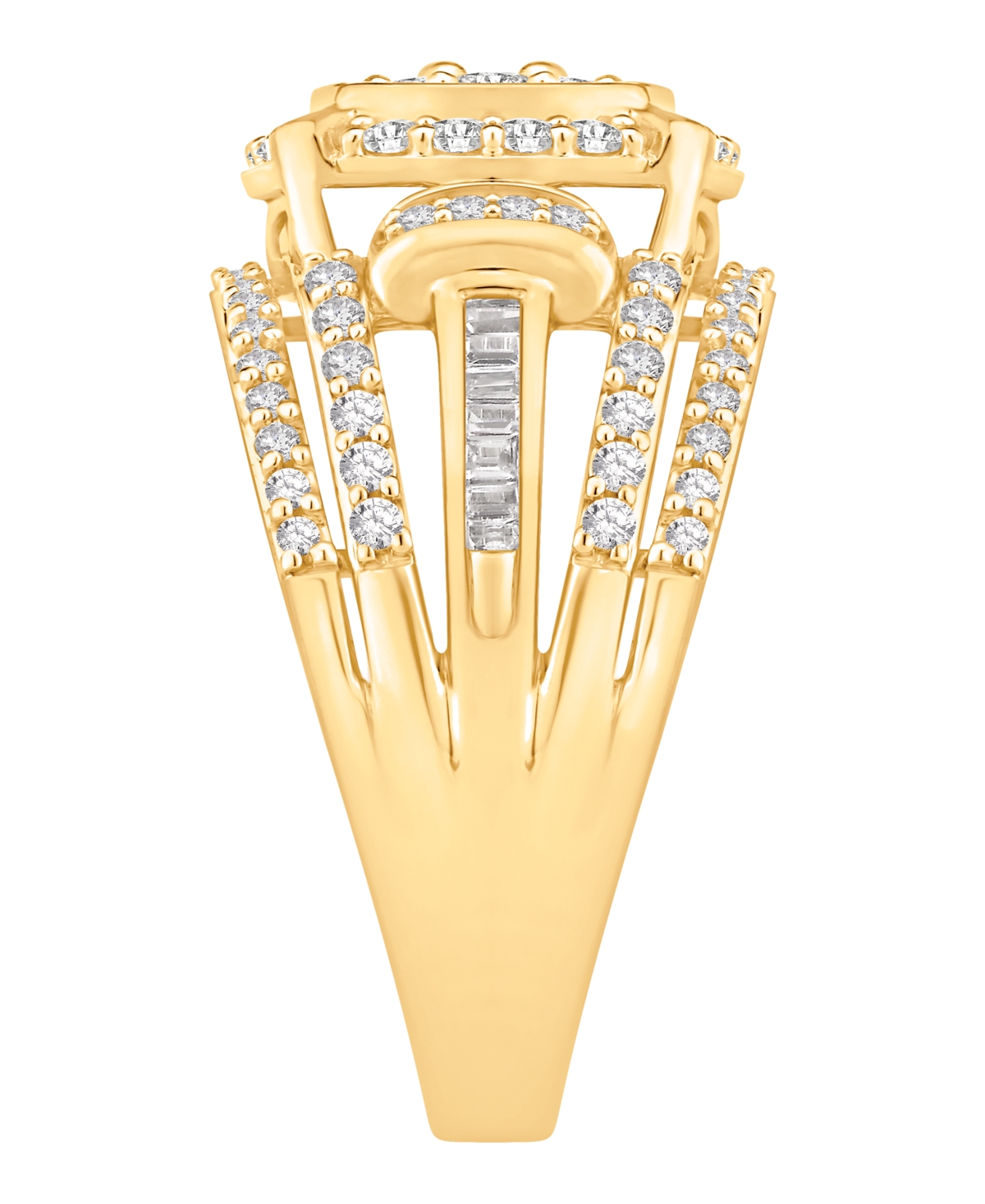 Macy's Diamond Multirow Cluster Ring (1 Ct. T.w.) In 14k Yellow Gold In Gold