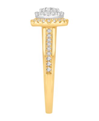 Diamond Halo Cluster Engagement Ring (1/2 ct. t.w.) in 14k Yellow Gold