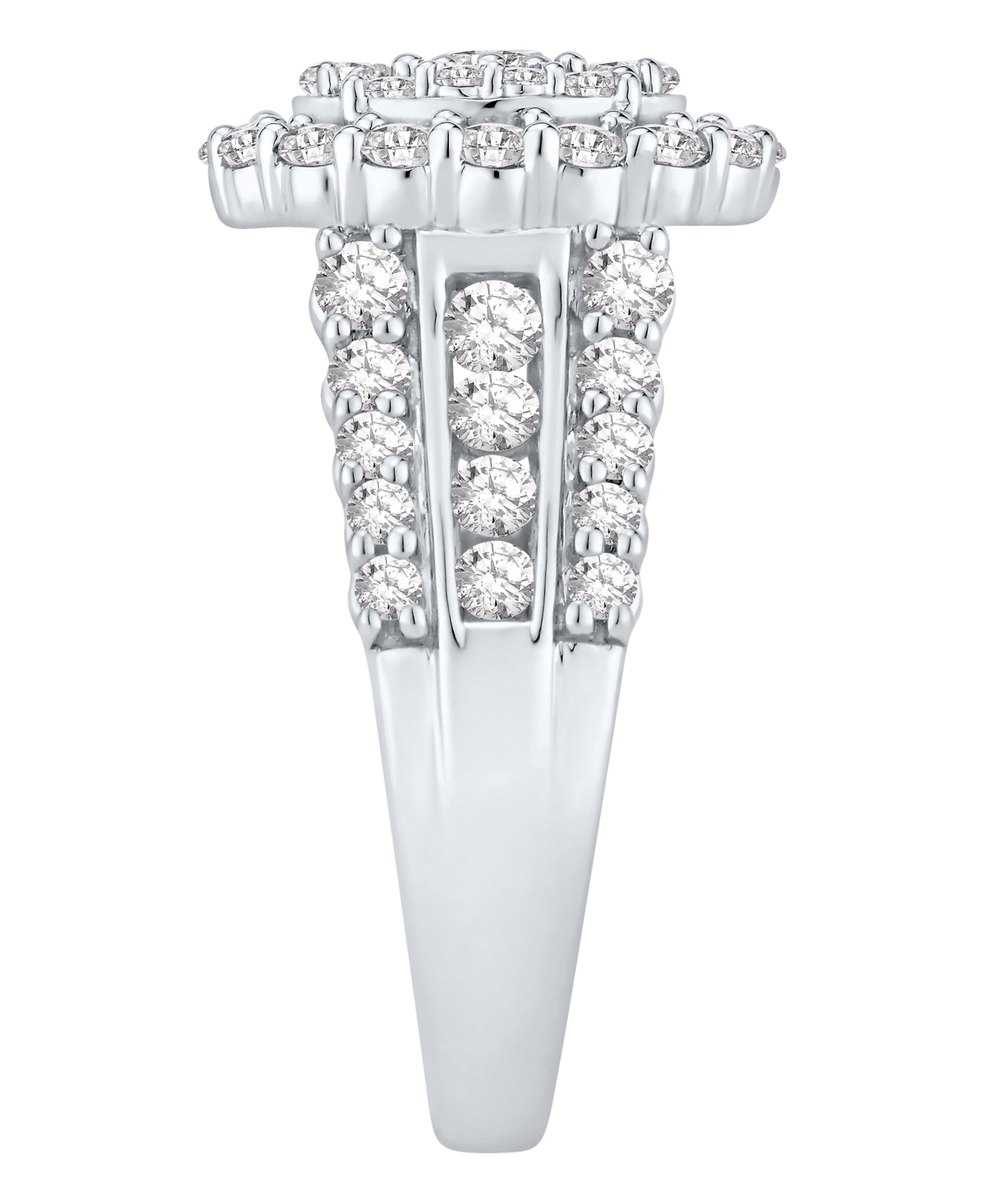 Macy's Diamond Oval Cluster Engagement Ring (2 Ct. T.w.) In 14k White Gold In Metallic