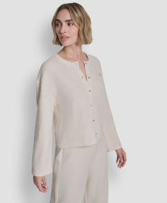 Petite Long-Sleeve Button Front Cardigan