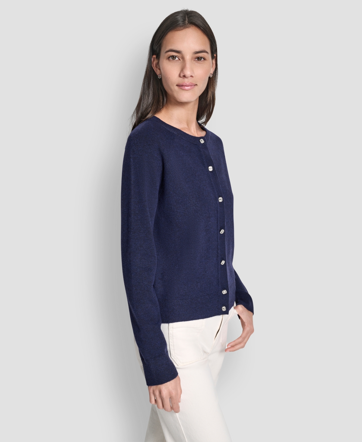 Dkny Jeans Petite Long-Sleeve Crewneck Cardigan