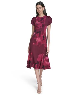 Calvin Klein - Women's Crewneck Short-Sleeve Midi Dress