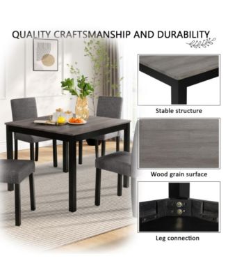 Modern Kitchen Table with Upholstered Chairs, Compact Dining Set for Small Spaces - 5-Piece Square Dining Table Set for 4