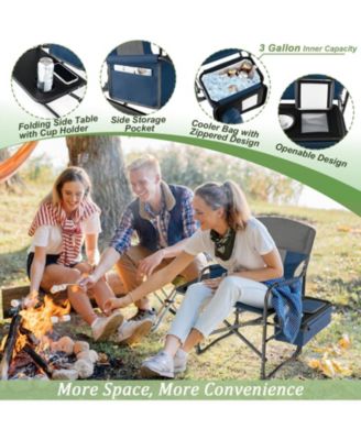 Folding Camping Directors Chair with Cooler Bag and Side Table