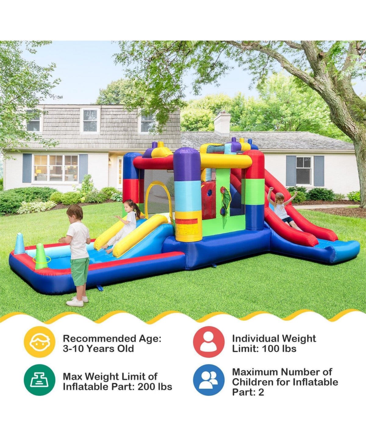 Skonyon Inflatable Bounce House with 680W Blower and Ball Pit