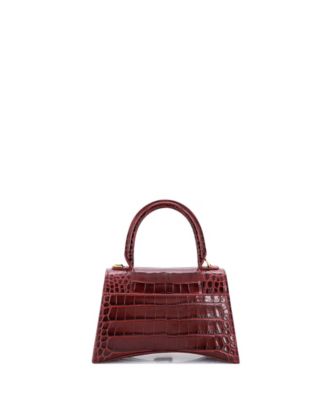 Small Hourglass Top Handle Bag Embossed Leather