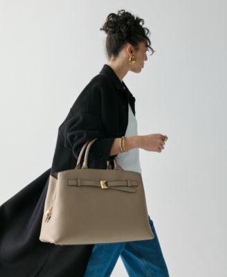 Deco Large Pebbled Leather Satchel Bag