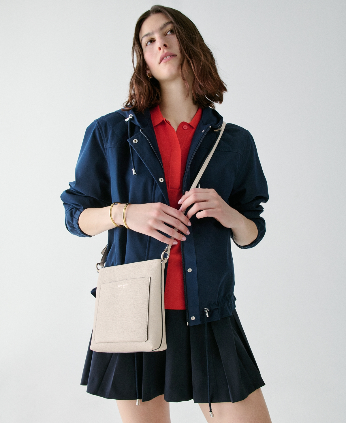 Kate Spade Ava Pebbled Leather Mini Crossbody Bag In Metallic