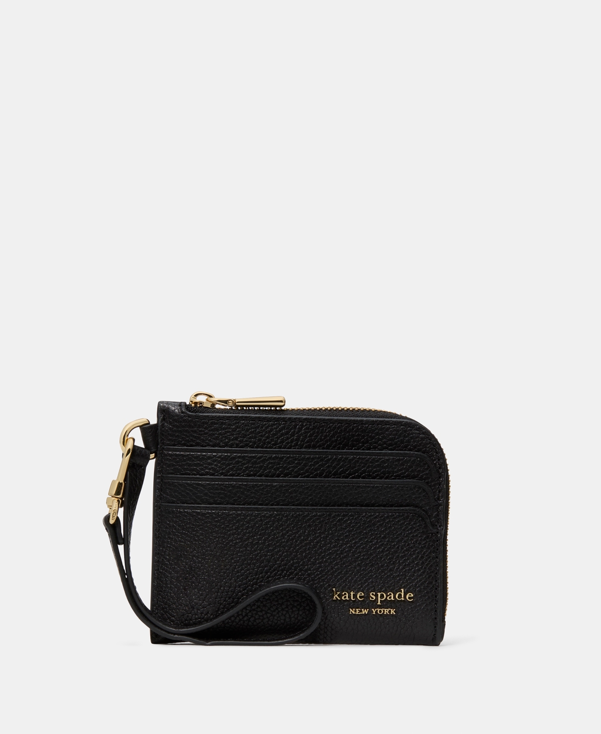 Kate Spade Devin Pebbled Leather Coin Card Case Wristlet In Black