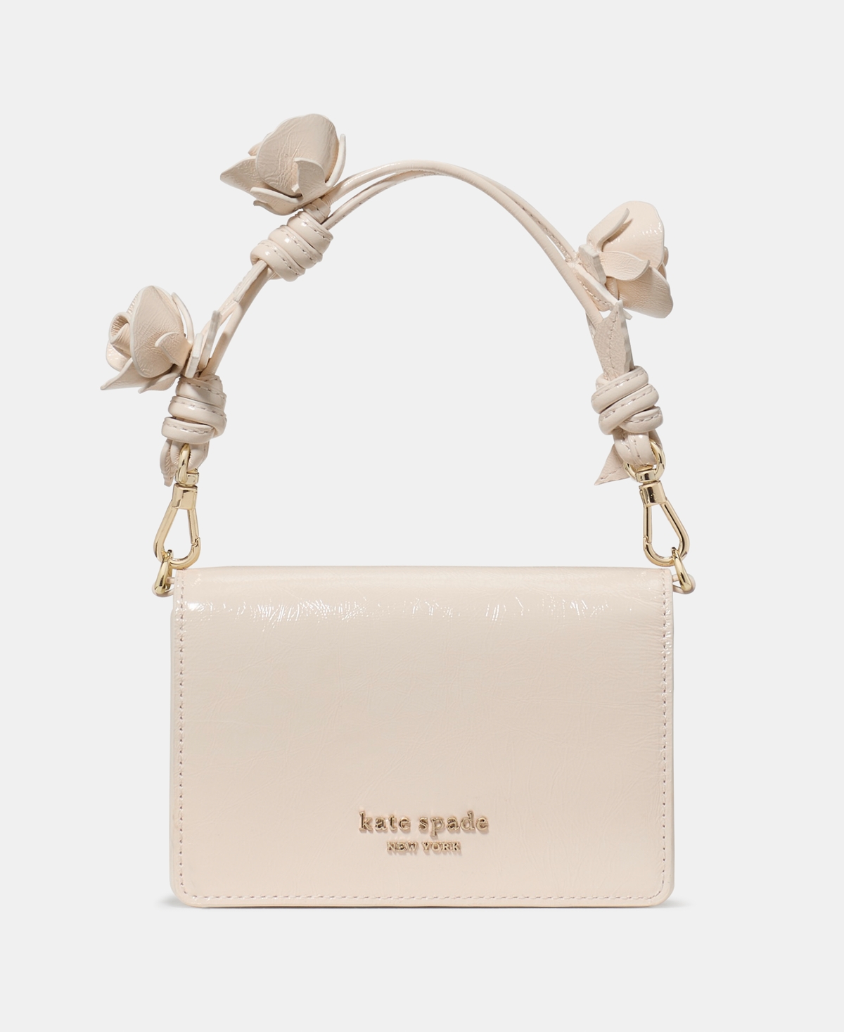 Kate Spade Natasha Crinkle Patent Leather Card Case In Brown