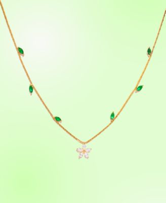 Crystal Fresh Bloom Gold Plated Necklace