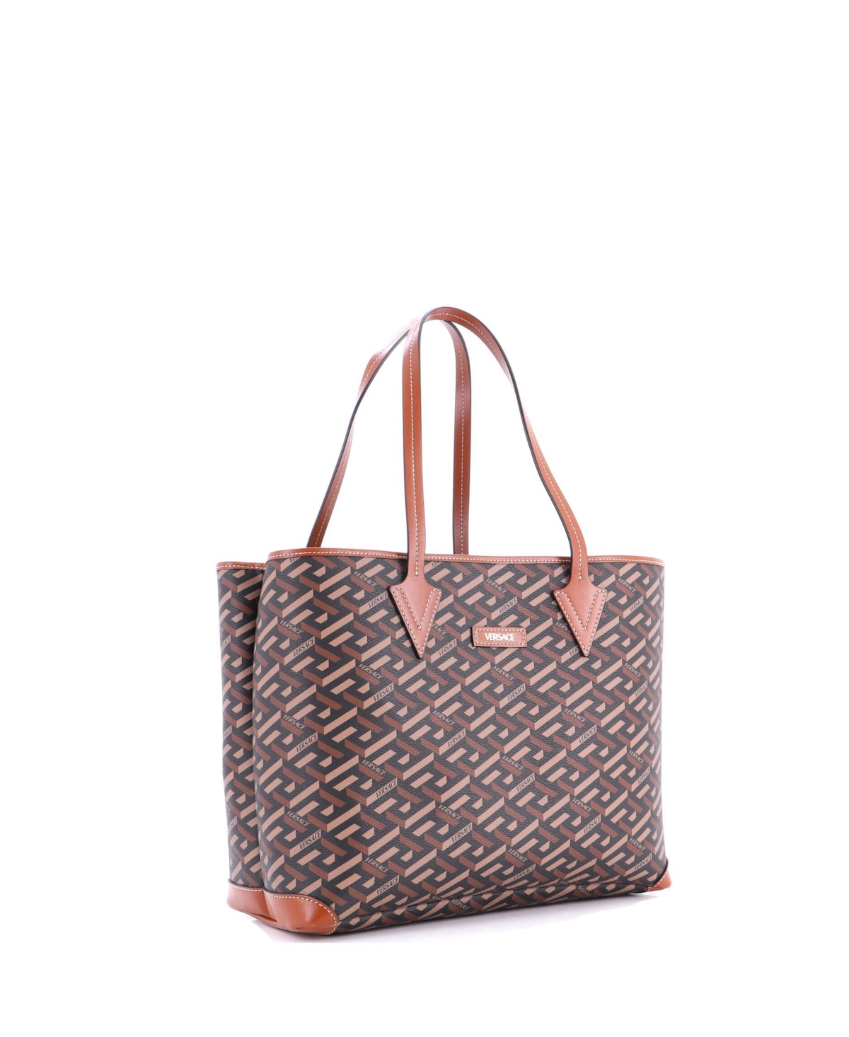 Pre-Owned Versace Medium Shopping Tote (Outlet) La Greca Signature Coated Canvas