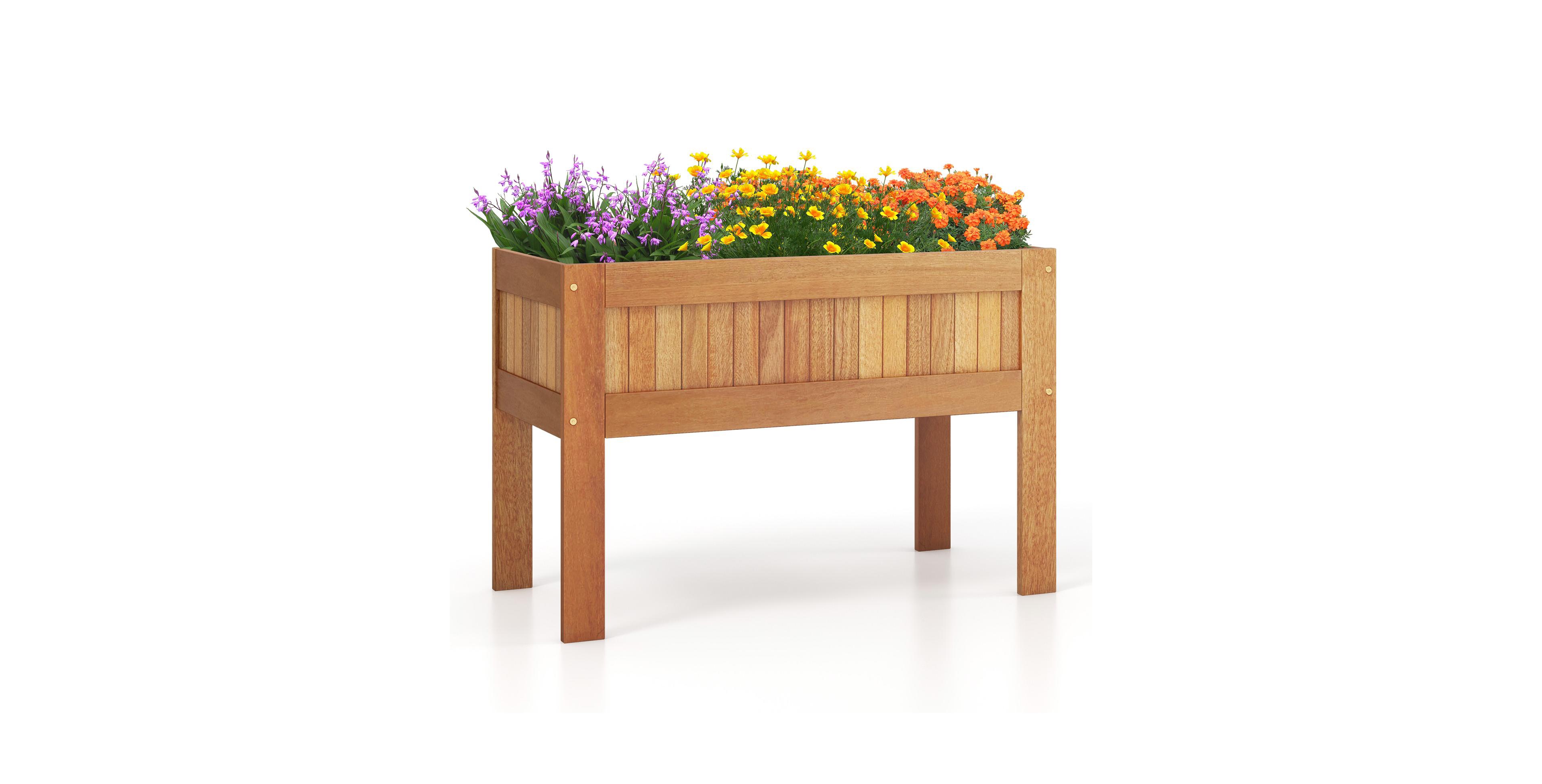 Sugift Wooden Raised Garden Bed Solid Wood Elevated Planter Box with Legs