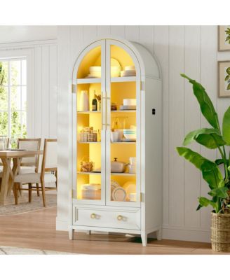 73" Arched Glass Display Cabinet with LED & Motion Sensor
