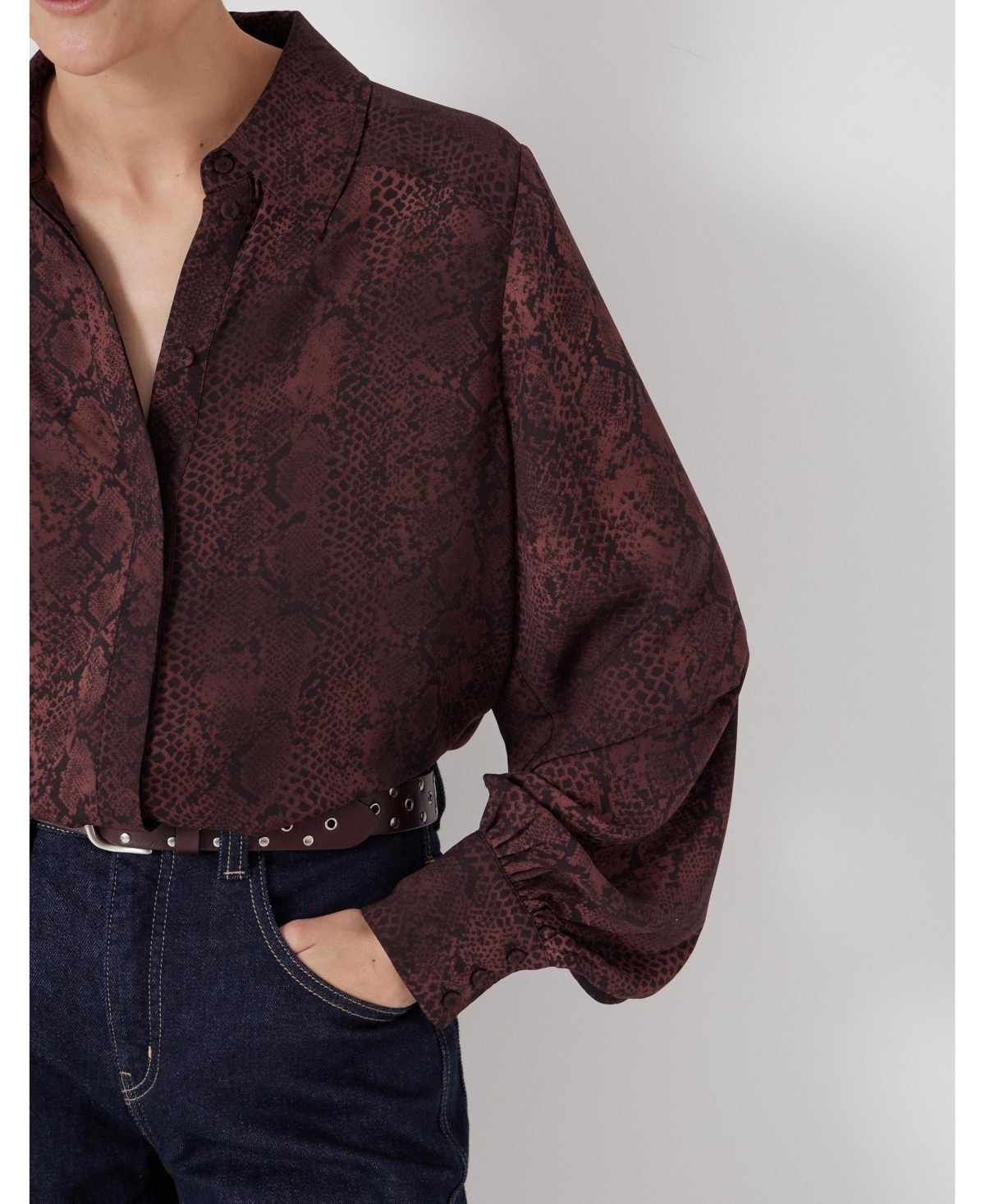 Hush Women's Chiffon Printed Long Sleeve Shirt