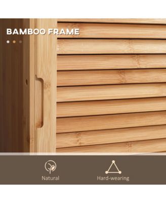 Bamboo Tall Slim Bathroom Cabinet with Drawer and Slatted Shelves