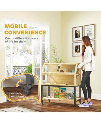 Hamster Cage on Wheels with Storage Shelf, 34"L x 17"W x 40"H