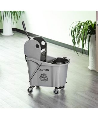 9.5 Gallon 36L Wringer Bucket Cart with Down Press Wringer and Mop Holder