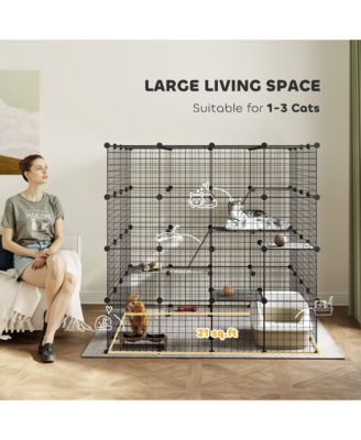 4-Tier Large Cat Cage, 55" DIY Cat Playpen with Platforms,