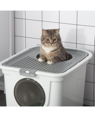 Cove Cat Litter Box, Kitty Litter Box with Scoop,