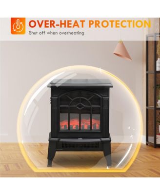 Electric Fireplace Heater with Realistic LED Flames and Logs